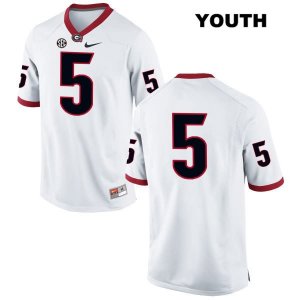 Youth Georgia Bulldogs NCAA #5 Terry Godwin Nike Stitched White Authentic No Name College Football Jersey NHC0554UJ